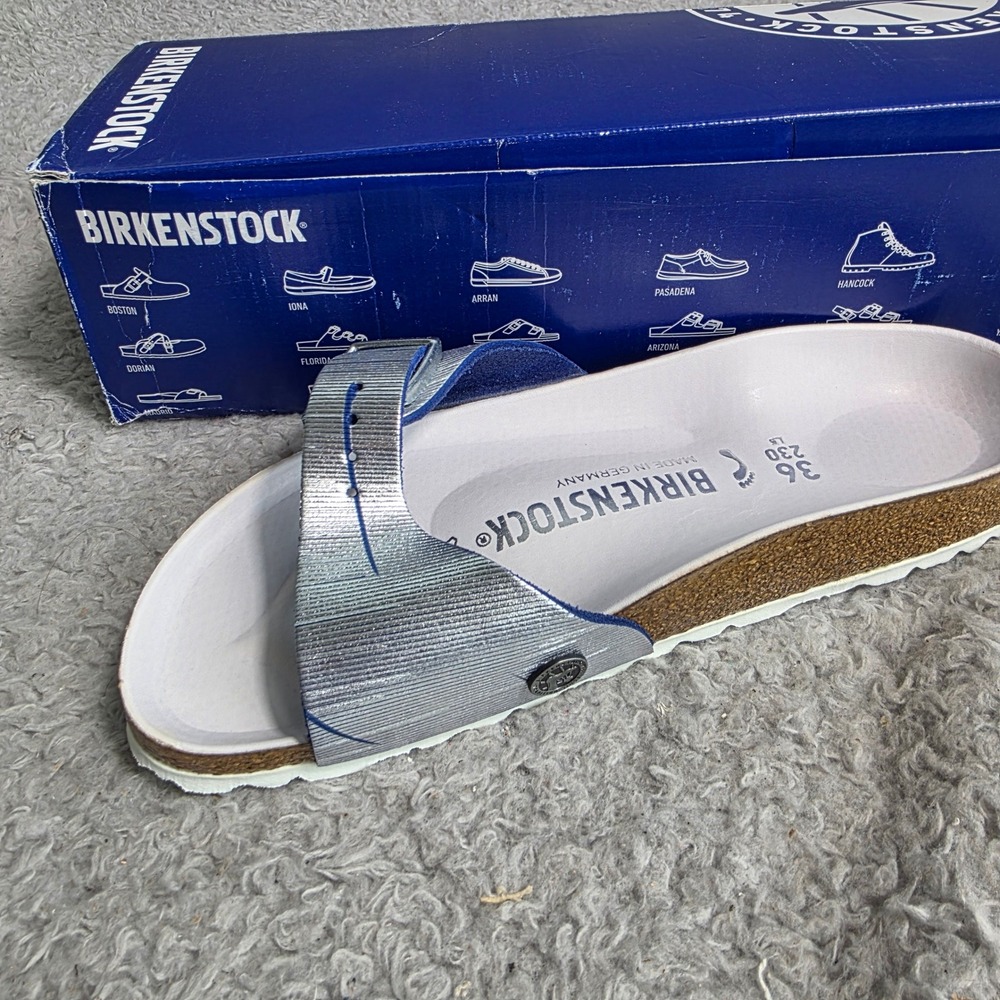 Birkenstock Madrid Rivet Sandals EU 36 Womens 5 Nar Silver Metallic‎ Cuts Ocean